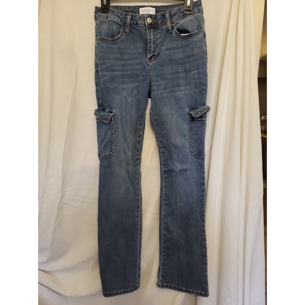 Vanilla Star Jeans Size 7 Blue Cargo Jeans Boot Cut